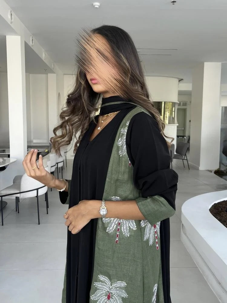 Black Abaya with Beaded Detail
