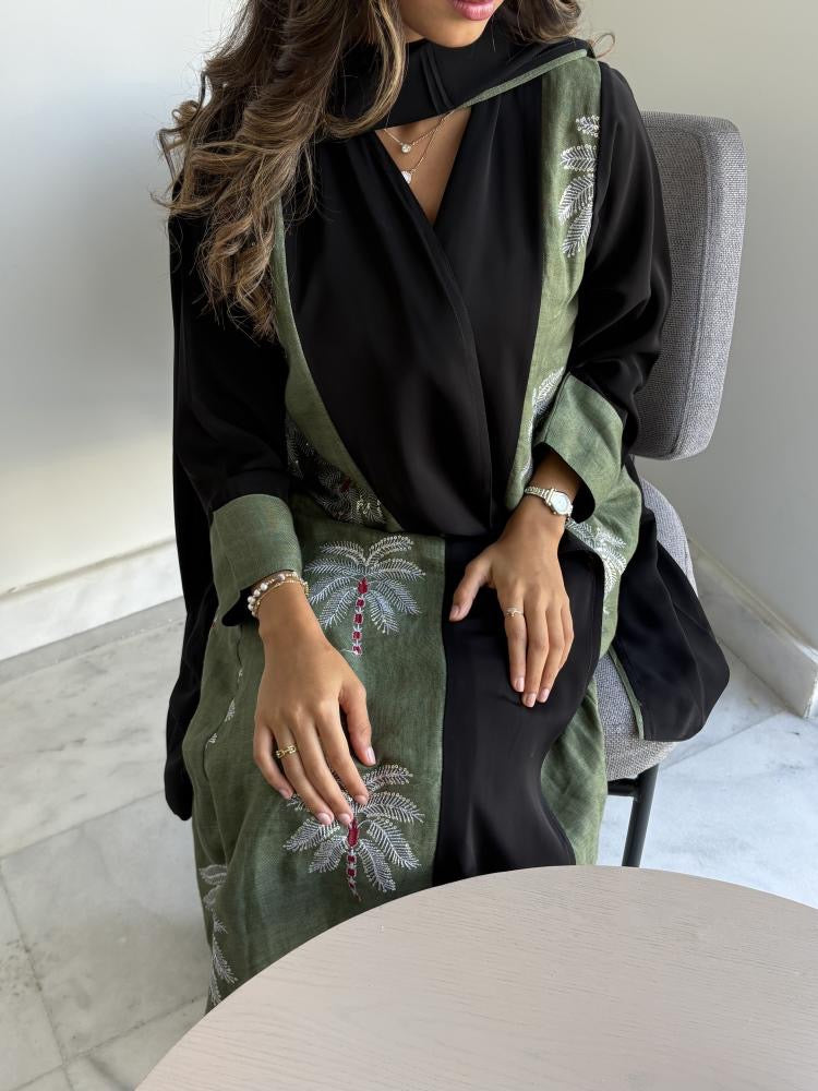 Black Abaya with Beaded Detail