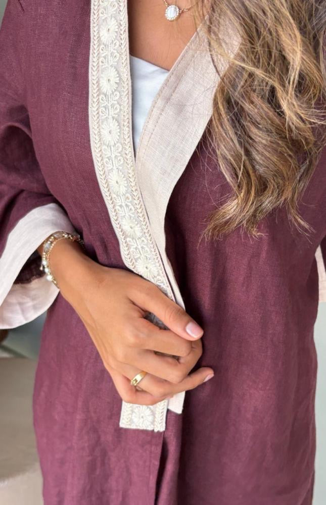Red and Cream Abaya