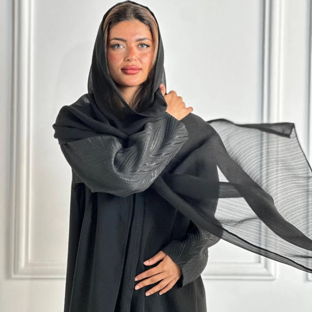 Black Abaya with Detailed Sleeves