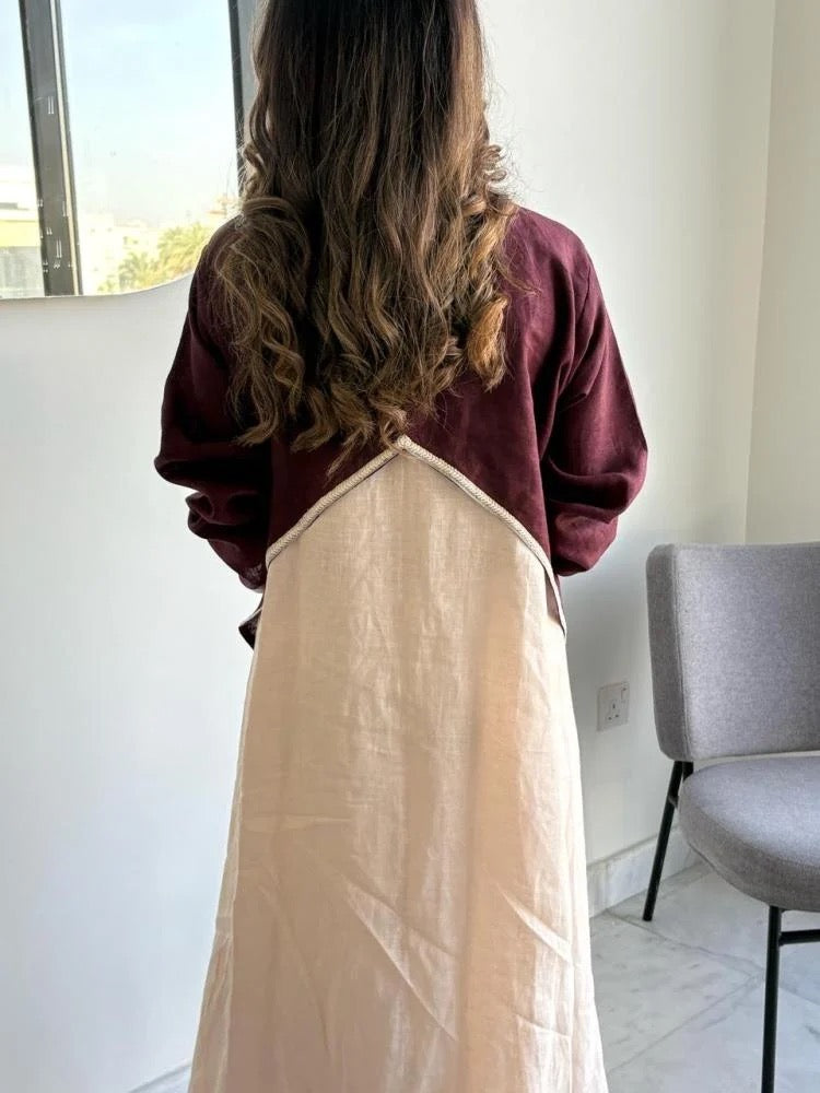 Red and Cream Abaya