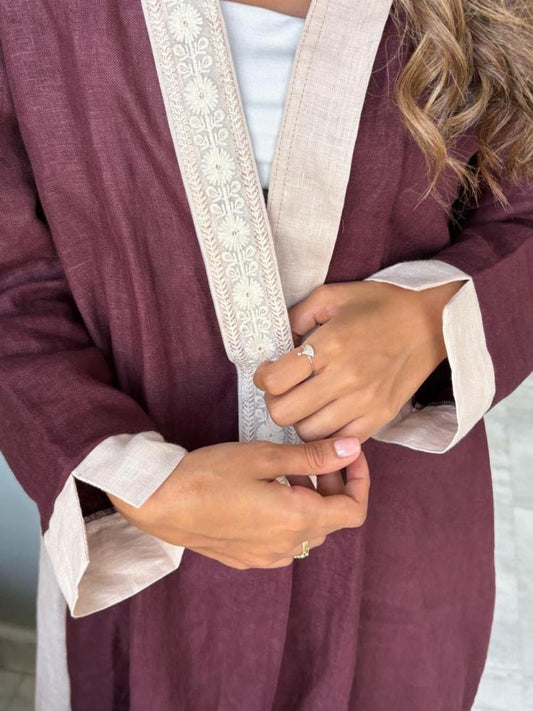 Red and Cream Abaya