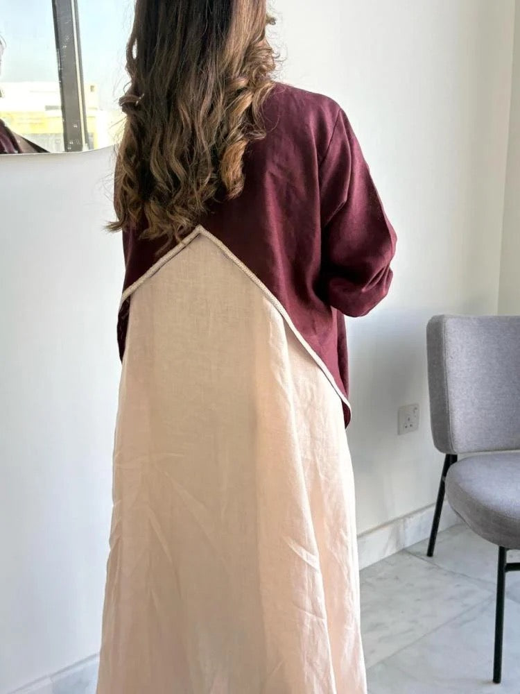 Red and Cream Abaya