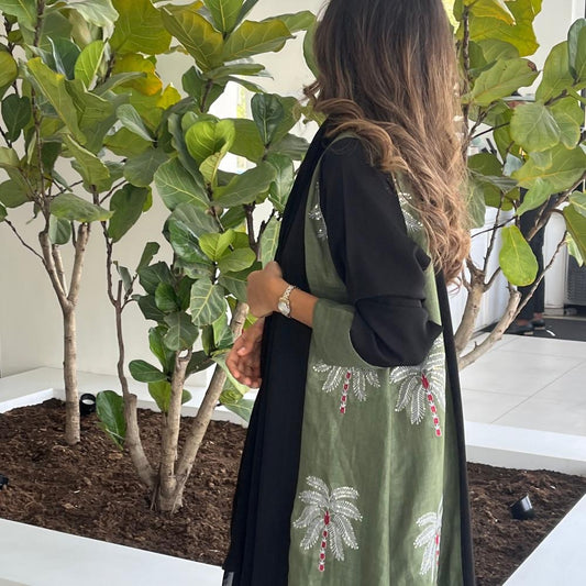 Black Abaya with Beaded Detail