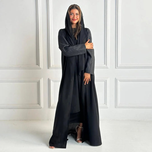 Black Abaya with Detailed Sleeves